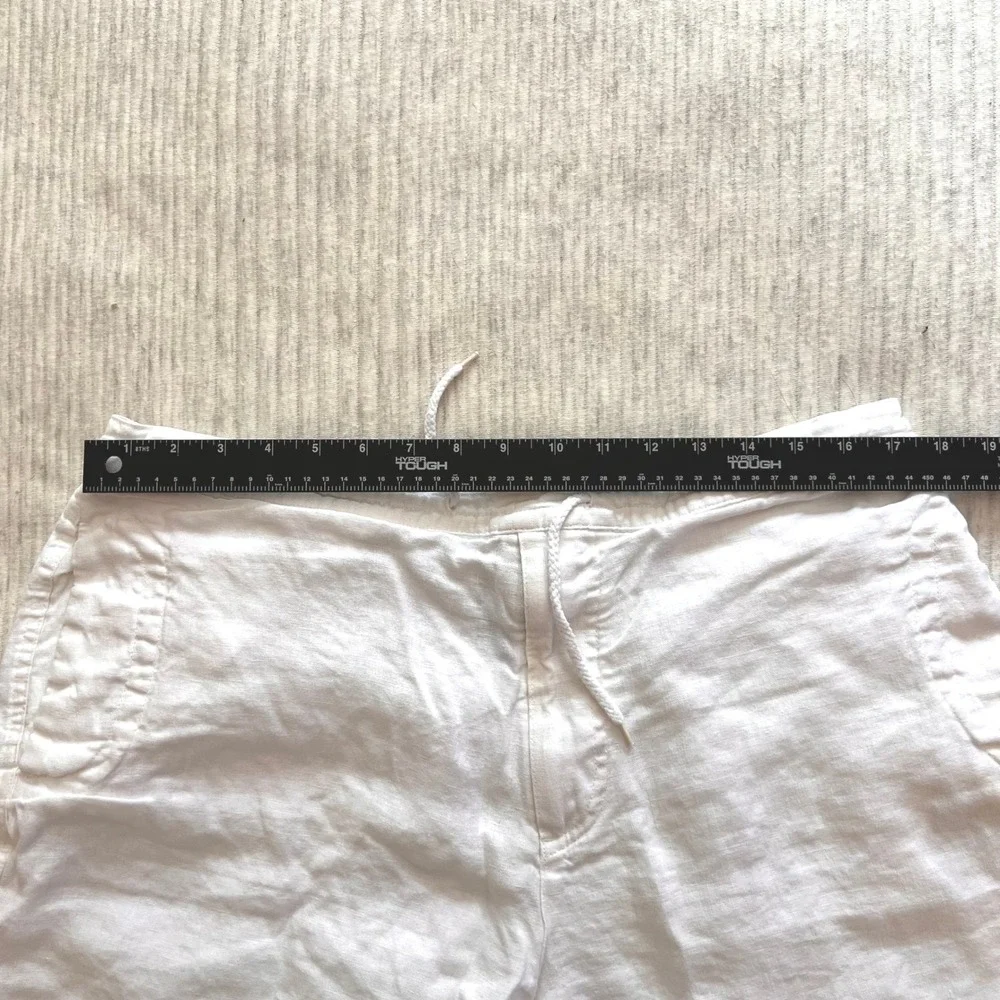 Toscano Mens White 100% Linen Drawstring Shorts Elastic Waist Size XL Relaxed